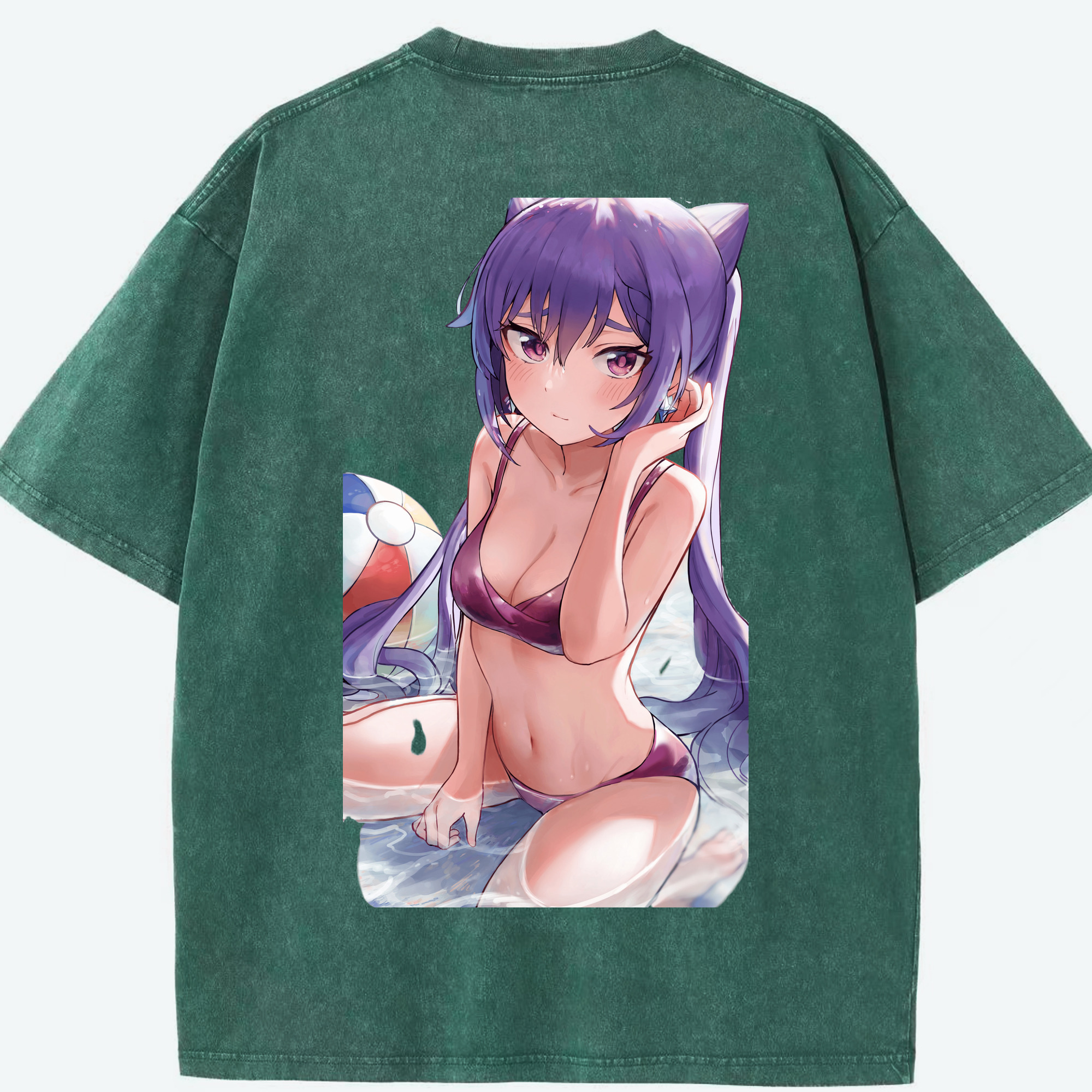 げんし神 刻晴 こくせい genshin Kokusei 綿100% ヴィンテージ風 半袖Tシャツ（背面プリント）